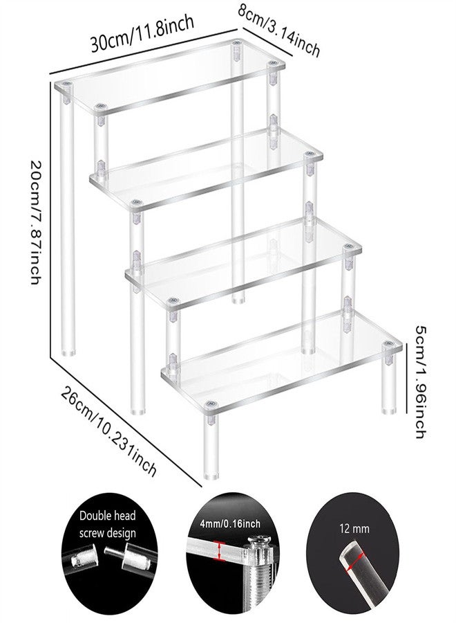 KASTWAVE 4 Tier Acrylic Risers Display Stand for Cupcake Perfume, Risers Steps Display Shelf with Screwdriver for Amiibo Funko Pops Toy Figures Display Risers Holder Collectibles Decoration - Image 4