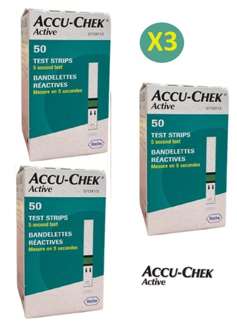 Pack Of 3 Accu-Check Active Blood Sugar Test Strips