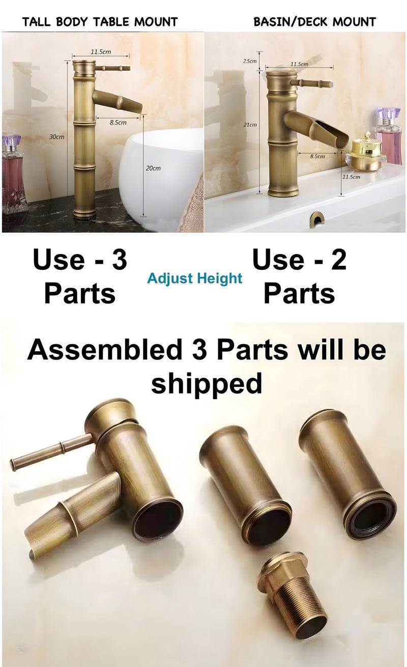 24x7 eMall Waterfall Bamboo Bathroom Basin Mixer Basin tap washbasin tap Faucet Brass 12 inch Height. Hot and Cold Water - Image 4