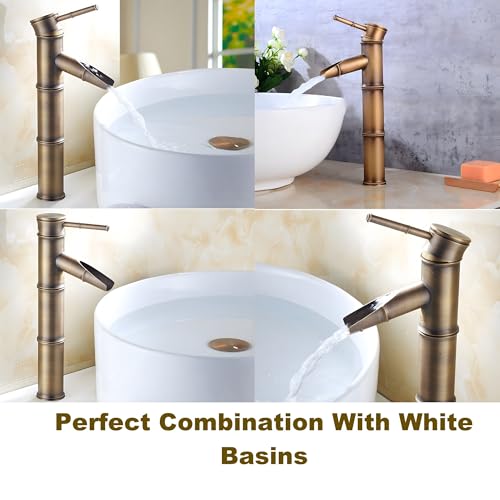 24x7 eMall Waterfall Bamboo Bathroom Basin Mixer Basin tap washbasin tap Faucet Brass 12 inch Height. Hot and Cold Water - Image 2