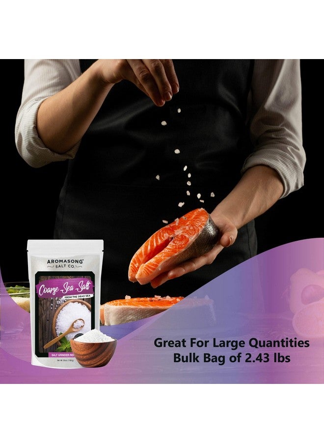 أروماسونج ملح البحر الخشن العضوي من أروما سونج (2.43 رطل) مع حبوب الفلفل الأسود (12 أونصة) ومجموعة مطحنة قابلة لإعادة التعبئة للطهي والخبز - كيس قابل لإعادة الإغلاق - Image 5