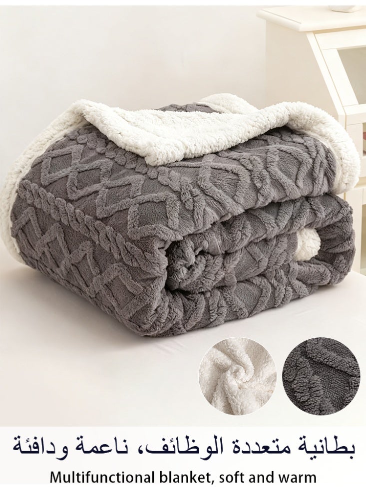 نامالو بطانية ثقيلة شتوية سميكة من صوف الحملان المرجاني (المتماسكة والمحافظ على الحرارة) - بطانية أريكة فائقة النعومة ومريحة - Image 1