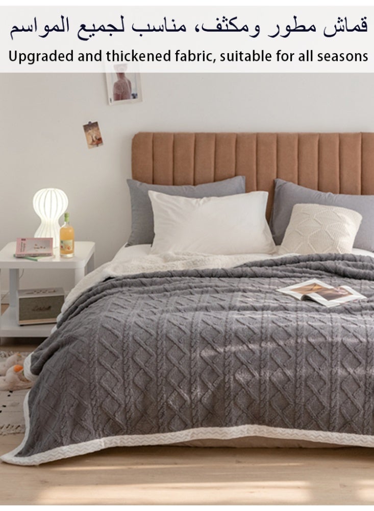 نامالو بطانية ثقيلة شتوية سميكة من صوف الحملان المرجاني (المتماسكة والمحافظ على الحرارة) - بطانية أريكة فائقة النعومة ومريحة - Image 5