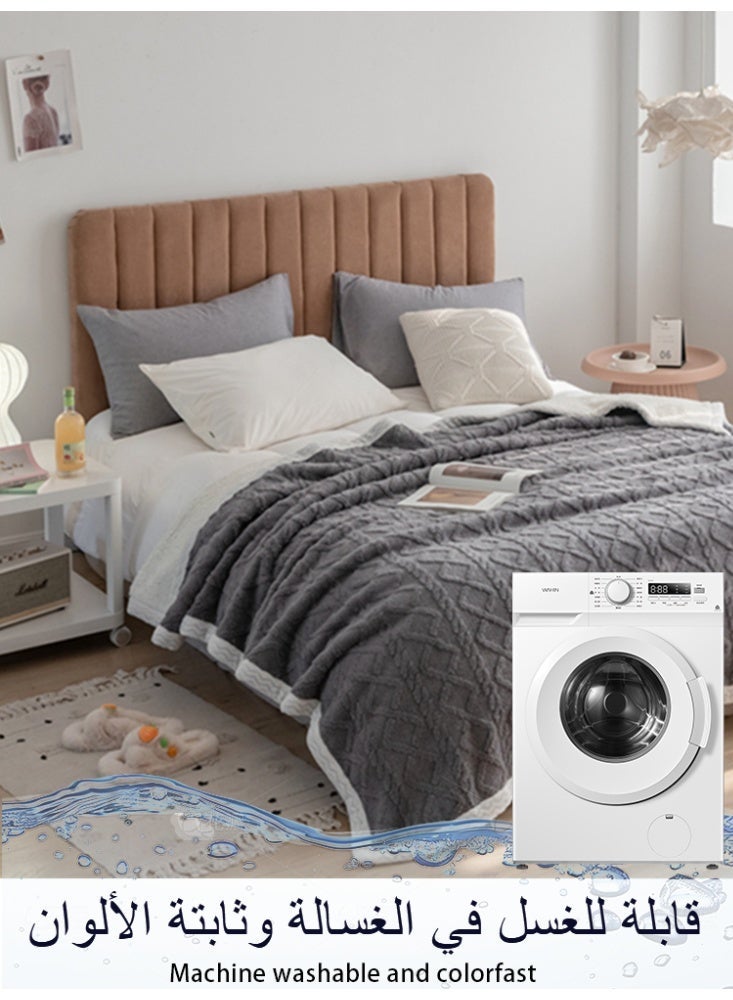 نامالو بطانية ثقيلة شتوية سميكة من صوف الحملان المرجاني (المتماسكة والمحافظ على الحرارة) - بطانية أريكة فائقة النعومة ومريحة - Image 4