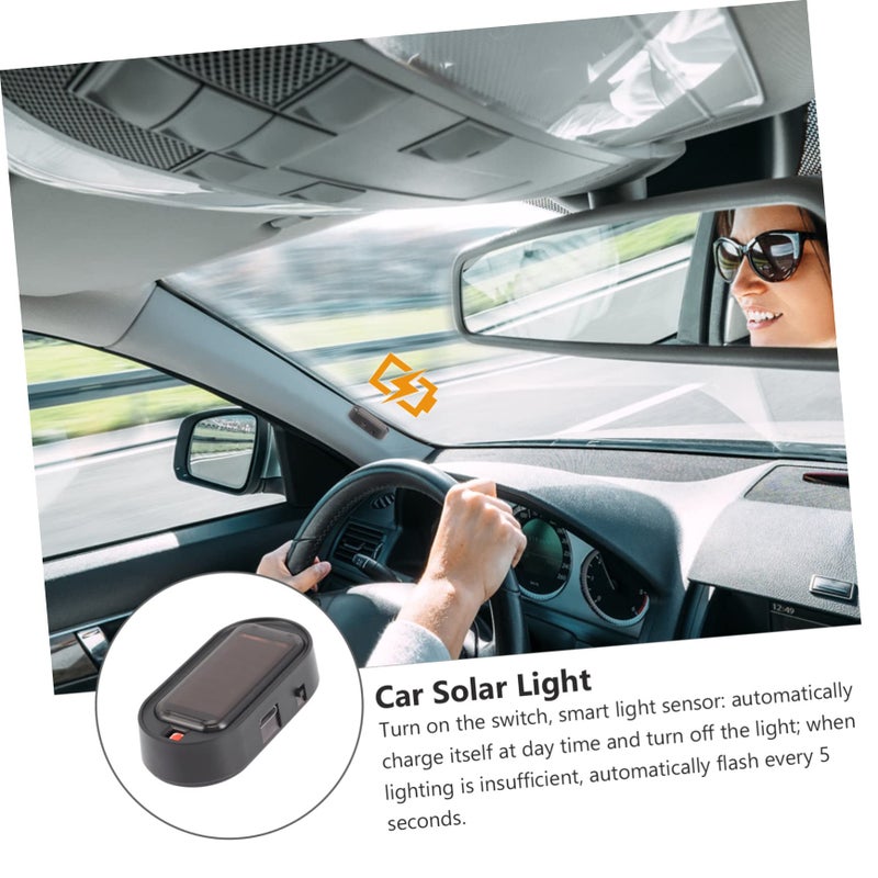 2Pcs Solar Car Alarm Warning Light Easy Install Anti Theft Black Light - Image 5