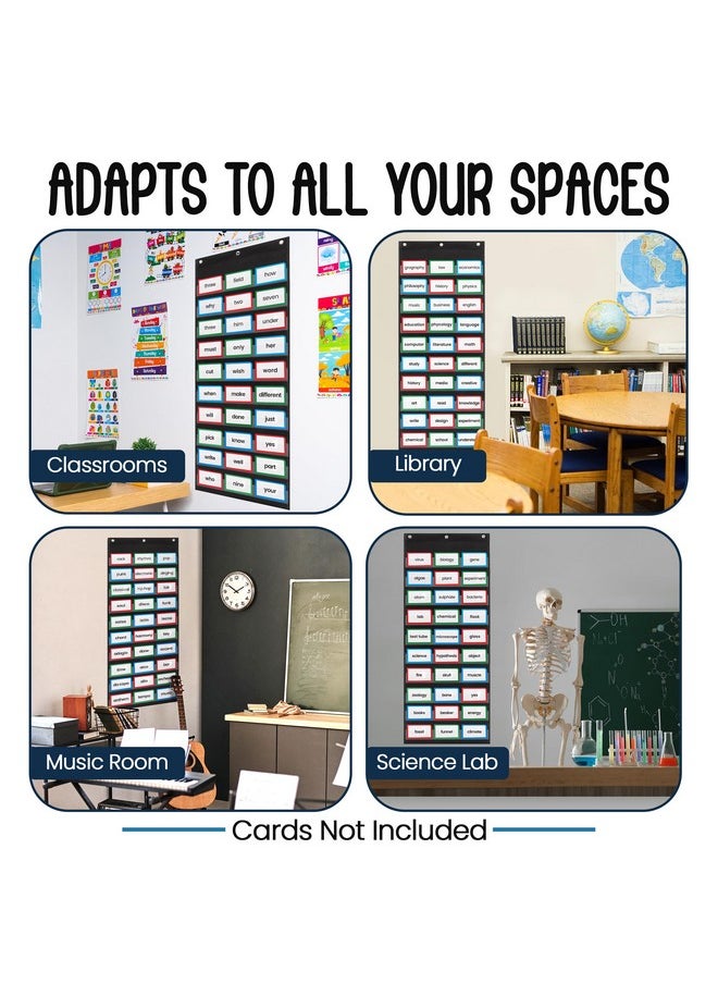 Essex Wares - 17" Wide X 44" Tall Pocket Chart, Black - Sturdy Pocket Chart For Classroom For Sentence Strips - Easy To Use & Hang, Reusable Black Pocket Chart  - Image 5