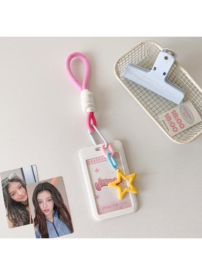 NIBEMINENT 1 - Piece Dopamine-Colored Stars Kpop Photo Card Holder Pendant Key Chain ID Badge Holder ID Card Holder Photo Card Protector for School ID Office ID Access Card for Women Girls - Image 1
