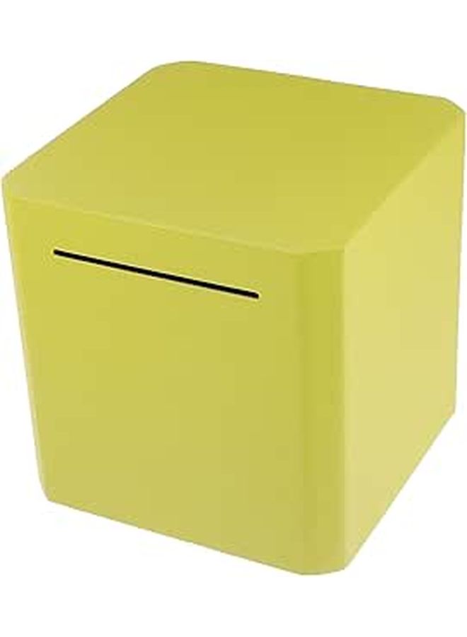 Mikikit 15cm Yellow Stainless Steel Coin Saving Jar Secure Storage Box for Money Budgeting - Image 1
