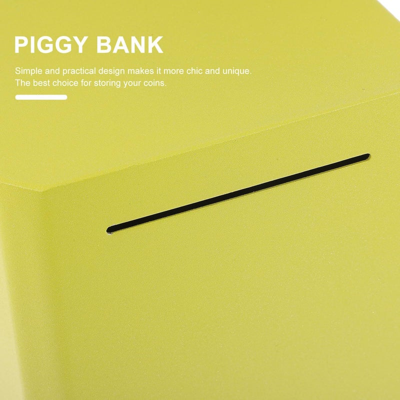 Mikikit 15cm Yellow Stainless Steel Coin Saving Jar Secure Storage Box for Money Budgeting - Image 5