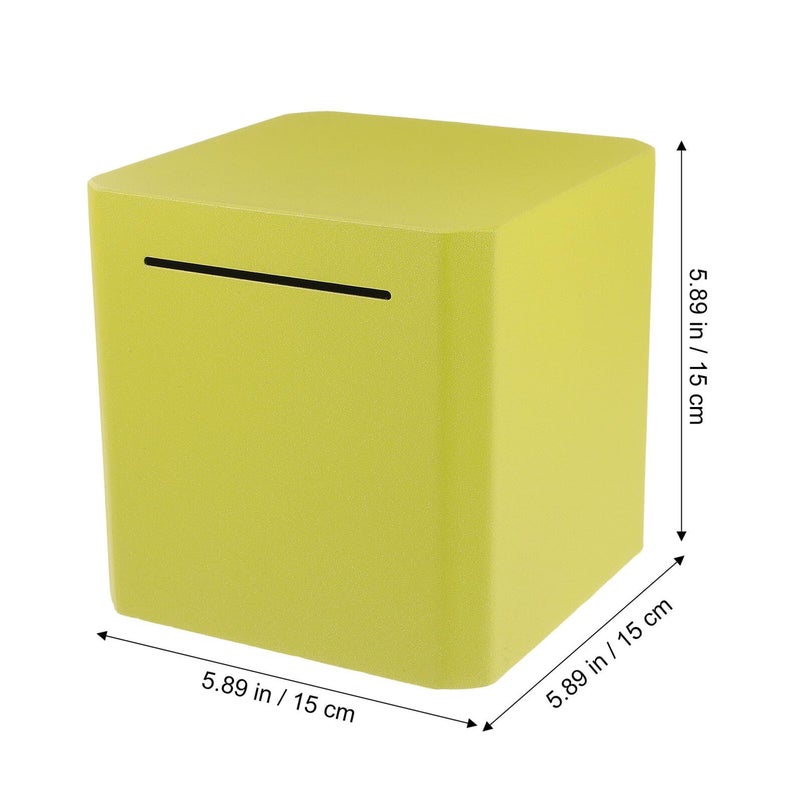 Mikikit 15cm Yellow Stainless Steel Coin Saving Jar Secure Storage Box for Money Budgeting - Image 3