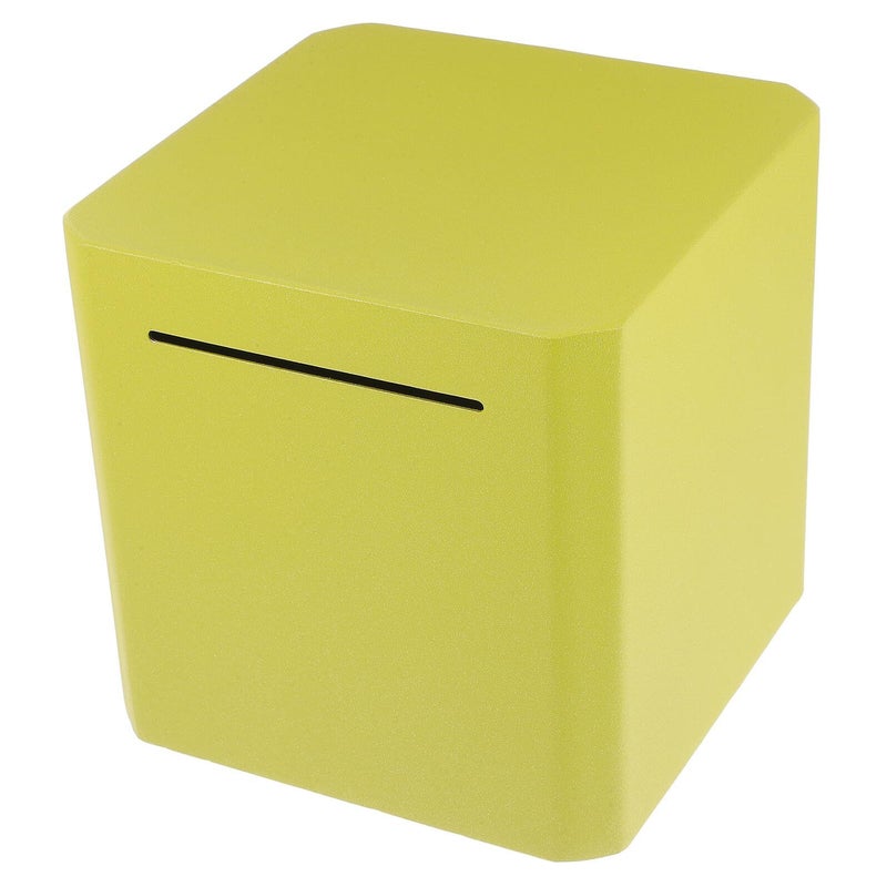 Mikikit 15cm Yellow Stainless Steel Coin Saving Jar Secure Storage Box for Money Budgeting - Image 2