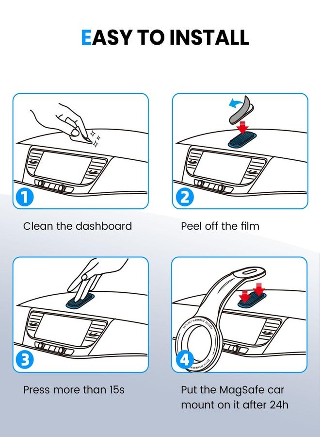 eSamcore Enlarged [3.22" X 2.16"] 2 Pack Single-Sided 3M VHB Adhesive Pad with Loop Strip Replacement Only Compatible with Magsafe Car Mount Detachable【#253】 - Image 5