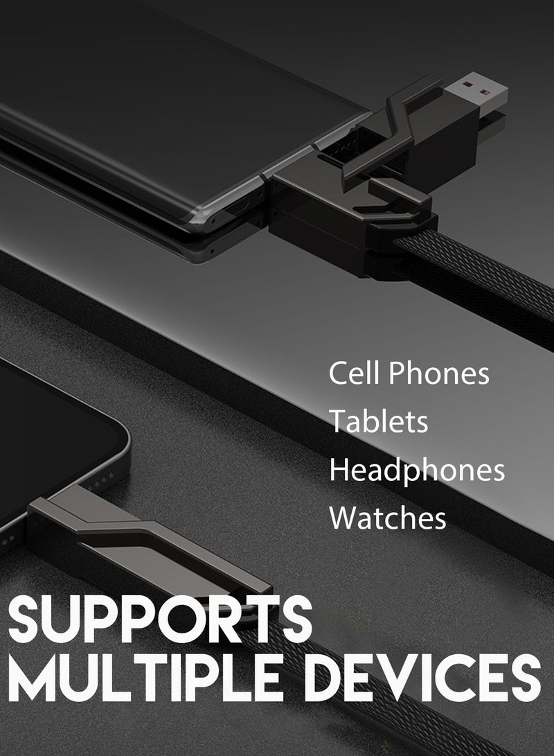 66W 4-in-1 Charging Cable Data  Cable Lightning/Type C/USB A Ports, Grey,100CM - Image 5