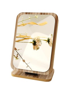 Generic Rectangle Compact Table Mirror, Standing Wood Framed Mirror, Desktop Mirror, 90-Degree Rotating Mirror for Makeup and Cosmetics  - Image 1