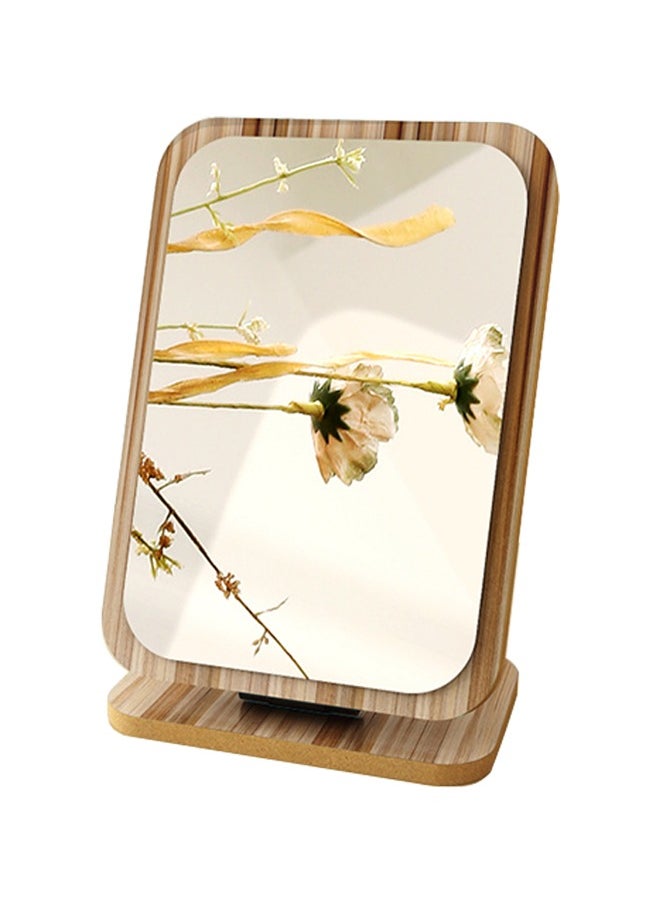 Generic - Rectangle Compact Table Mirror, Standing Wood Framed Mirror, Desktop Mirror, 90-Degree Rotating Mirror for Makeup and Cosmetics - Image 1
