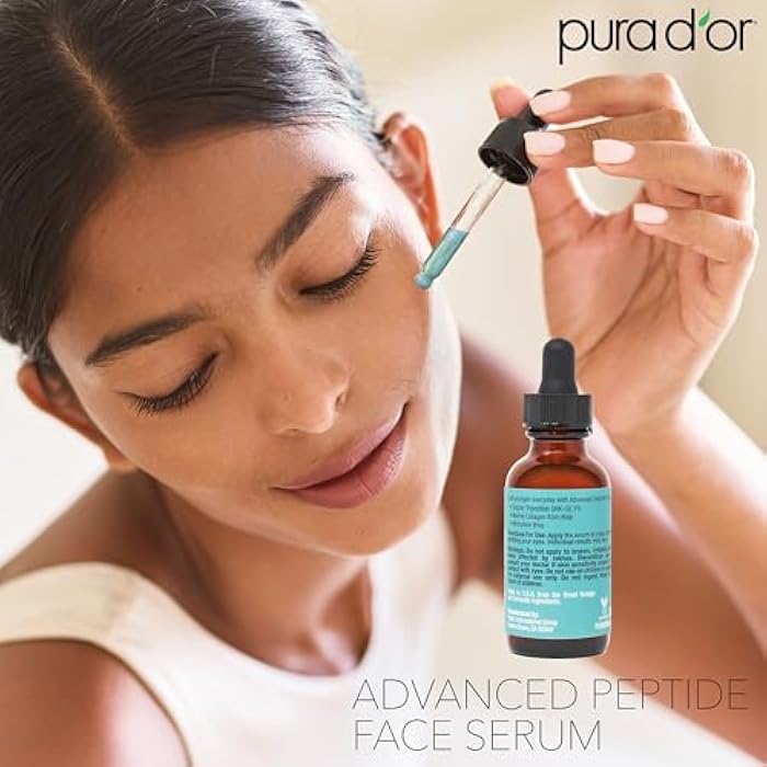 PURA D'OR Advanced Peptide Face Serum – Copper Tripeptide, Plant-Based Stem Cell Extract, Marine Collagen from Kelp, Hyaluronic Acid & Methylene Blue – Anti-Aging Serum for Youthful-Looking Skin, 1 Oz - Image 5