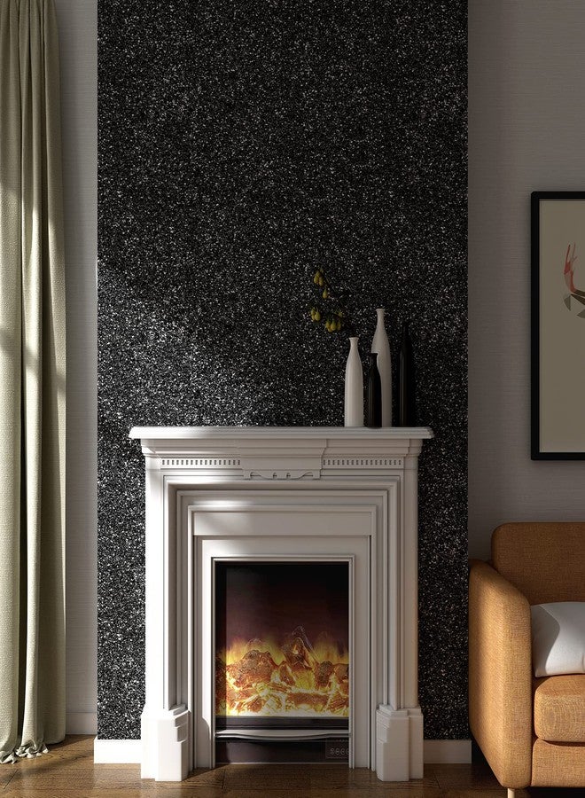 Decotalk 354"x17.7" Glitter Wallpaper Stick and Peel Black Glitter Wallpaper for Walls Removable Sparkle Sequins Wall Paper Self Adhesive Sparkle Contact Paper for DIY Crafts Decorative Vinyl Wrap - Image 3