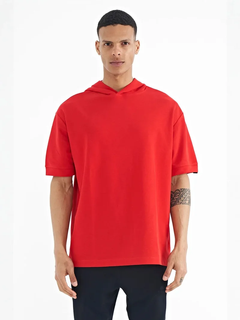 تومي لايف TOMMY Oversized Hooded T-Shirt with Accessory Details