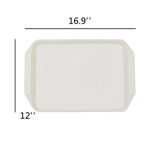 Eagrye 6-Pack Fast Food Serving Trays, Rectangle Plastic Cafeteria Trays 16.9" x 12", White - Image 2