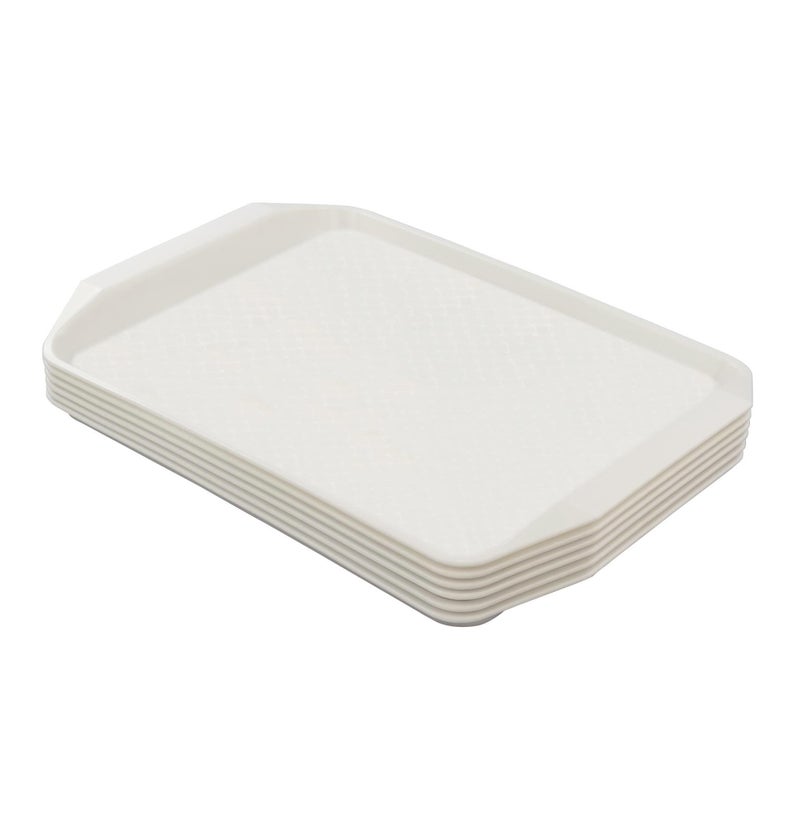 Eagrye 6-Pack Fast Food Serving Trays, Rectangle Plastic Cafeteria Trays 16.9" x 12", White - Image 1
