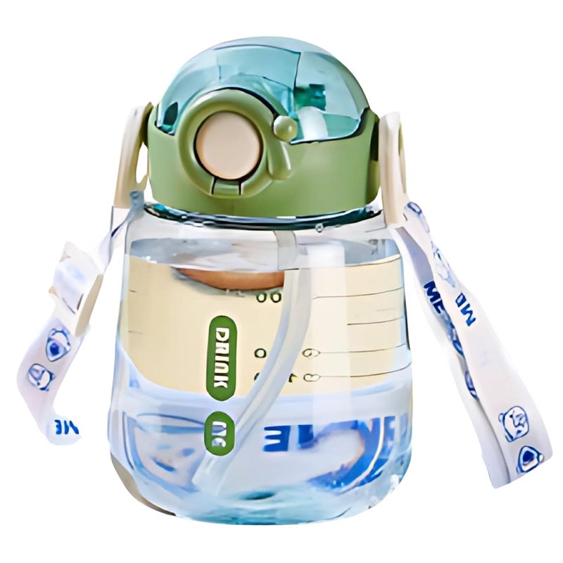 SUN SHINE | Sipper Water Bottle for School Kids | Boys and Girls with Straw | Leak Proof, BPA Free | 2-5 years | 500 ml bottle | Cute and Durable School Water Bottle (Olive Green, 500 ml) - Image 1