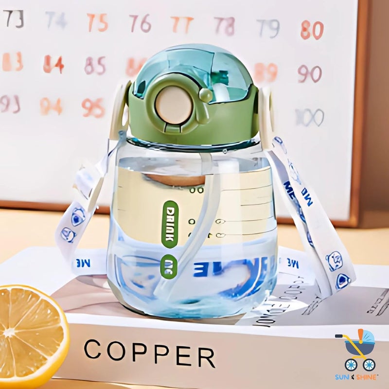 SUN SHINE | Sipper Water Bottle for School Kids | Boys and Girls with Straw | Leak Proof, BPA Free | 2-5 years | 500 ml bottle | Cute and Durable School Water Bottle (Olive Green, 500 ml) - Image 2