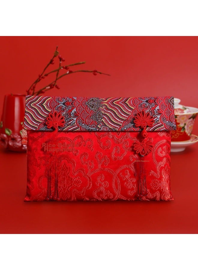 June bride Large Red Envelope, Ten Thousand Yuan Lucky Money Version, Wedding, Business Opening, Birthday, Longevity Celebration, Gift-giving, Graduation, High-end Fabric Wedding, Changing Mouth - Image 3
