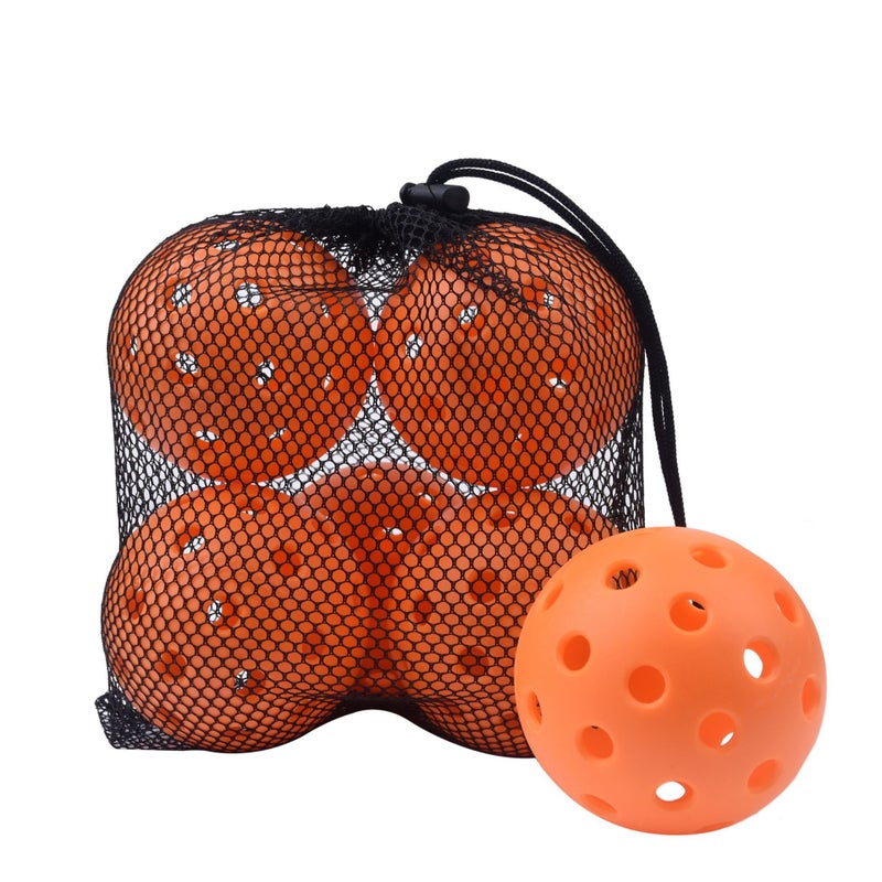 Generic Outdoor Peak ball factory direct 40 holes 74mm indoor and outdoor 26 holes plastic injection ball pickleballpaddle Orange 6 Pack [Mesh Bag Packing] Note Hole 