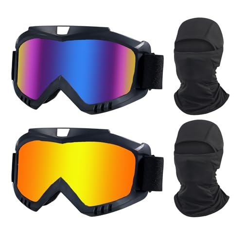 LJDJ Dirt Bike Goggles, 2 Pack ATV Off-Road Riding Motorcycle Motocross Glasses with Sun UV Protection Balaclava Full Face Cover for Youth, Teens, Men & Women - Image 1
