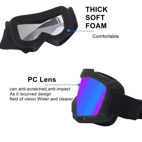 LJDJ Dirt Bike Goggles, 2 Pack ATV Off-Road Riding Motorcycle Motocross Glasses with Sun UV Protection Balaclava Full Face Cover for Youth, Teens, Men & Women - Image 5