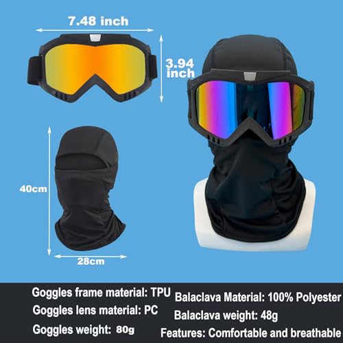 LJDJ Dirt Bike Goggles, 2 Pack ATV Off-Road Riding Motorcycle Motocross Glasses with Sun UV Protection Balaclava Full Face Cover for Youth, Teens, Men & Women - Image 2