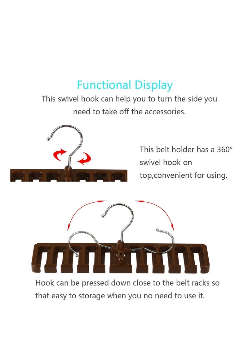 Y&D Belt Rack, 2pcs Hanger Tie Holder Homeware Closet Organizer with Stainless Steel 360° Swivel Hook for Belts Ties Scarves - Image 4