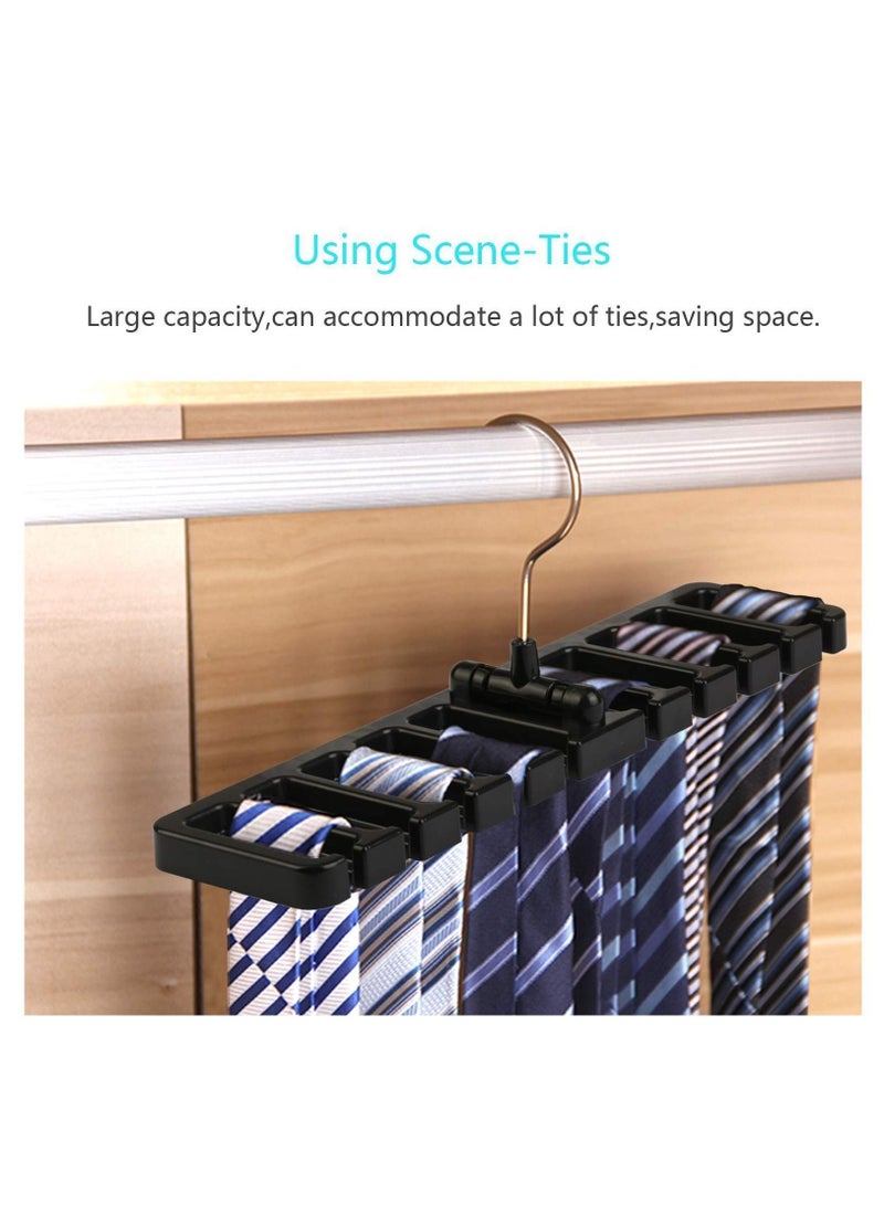 Y&D Belt Rack, 2pcs Hanger Tie Holder Homeware Closet Organizer with Stainless Steel 360° Swivel Hook for Belts Ties Scarves - Image 2