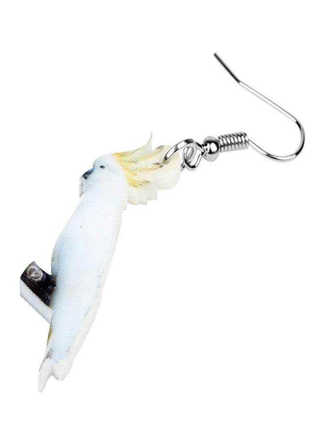 DUOWEI Acrylic Crested Cockatoo Parrot Earrings Bird Dangle Jewelry Gifts for Women (White Yellow) - Image 3