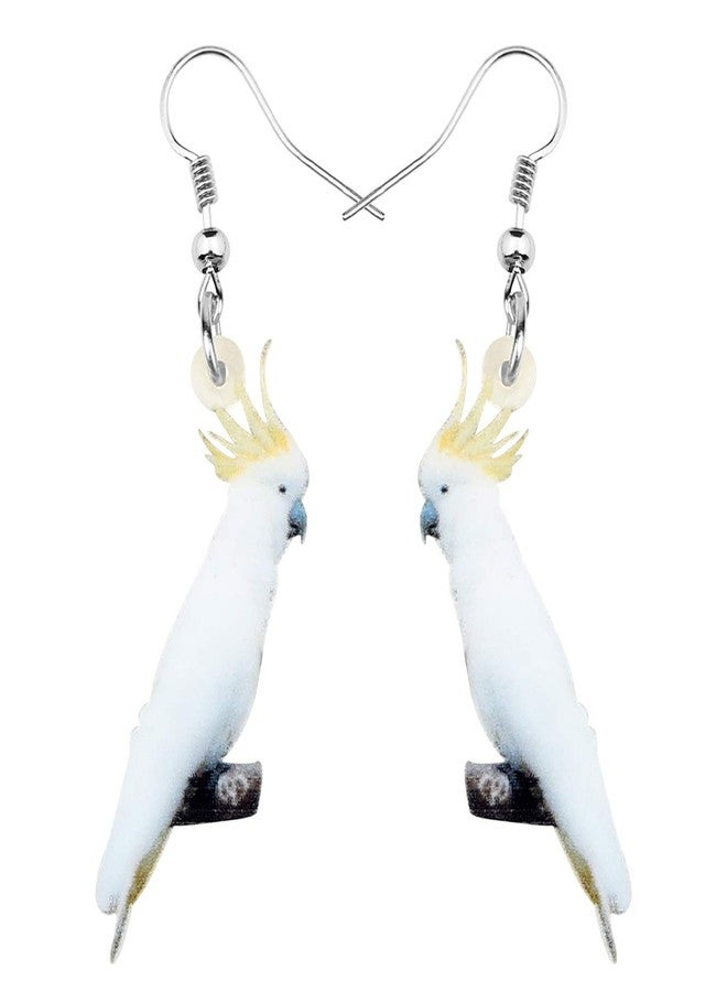 DUOWEI Acrylic Crested Cockatoo Parrot Earrings Bird Dangle Jewelry Gifts for Women (White Yellow) - Image 4