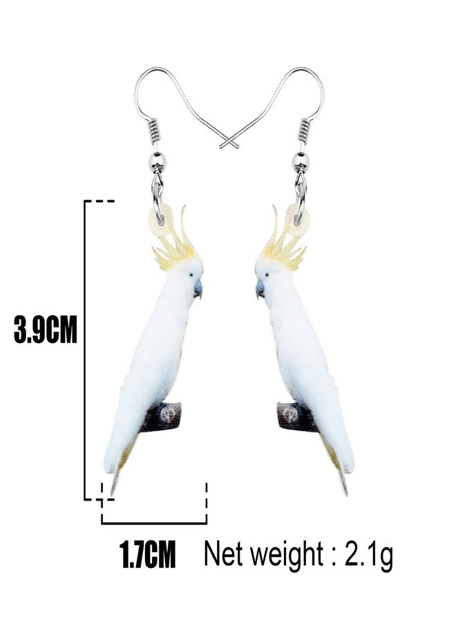 DUOWEI Acrylic Crested Cockatoo Parrot Earrings Bird Dangle Jewelry Gifts for Women (White Yellow) - Image 5