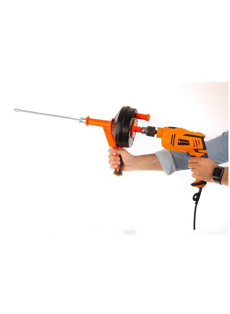 Shielder Manual Drain Cleaner Shielder SH-7575 7.5M Flexible Steel Spring Pipe Cleaning Tool Compatible With Electric & Cordless Drills - Image 4