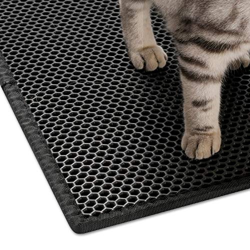 Qpets® Cat Litter Mat, Litter Box Mat Honeycomb Double Layer Cat Litter Tray, Waterproof EVA Material Durable and Washable Cat Play Mat, Easy Clean and Filter Any Cat Litter Sand(Black, 45 * 60CM) - Image 4