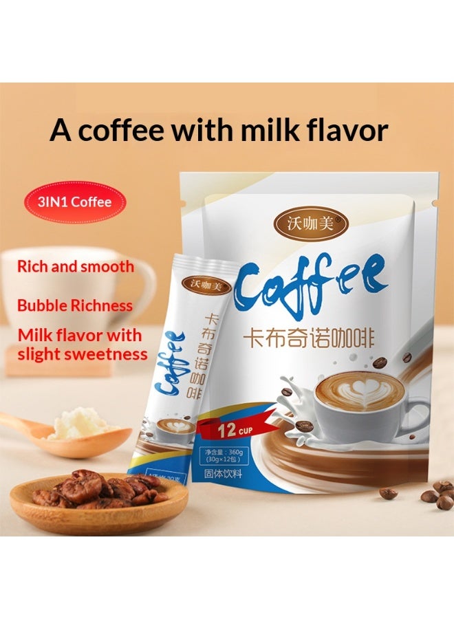 وينز تاون قهوة كابتشينو 3 في 1، غنية ودسمة، عبوة من 12 كيسًا، قهوة بيضاء منعشة - Image 3