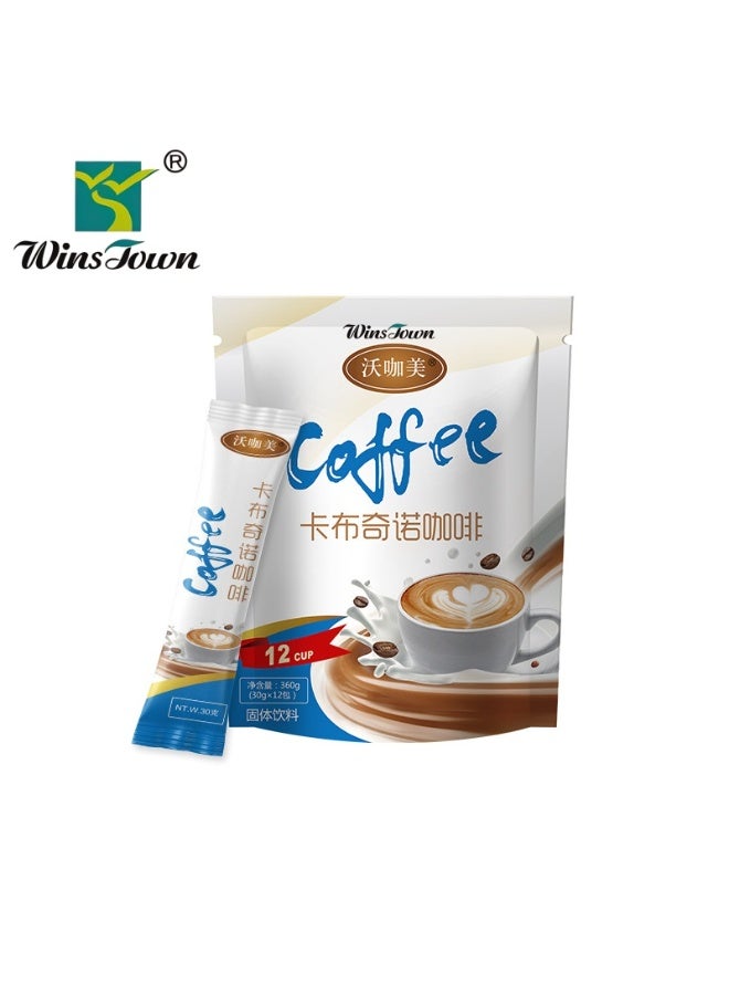 وينز تاون قهوة كابتشينو 3 في 1، غنية ودسمة، عبوة من 12 كيسًا، قهوة بيضاء منعشة - Image 1