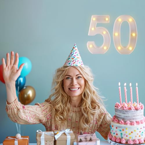 Funsky 50th Birthday Decorations Woman Man,Marquee Numbers for 50th Wedding Anniversary Decorations,Light Up Numbers 50 Sign for Party Backdrop Wall Decor,50 Birthday Centerpieces Table Decoration - Image 4