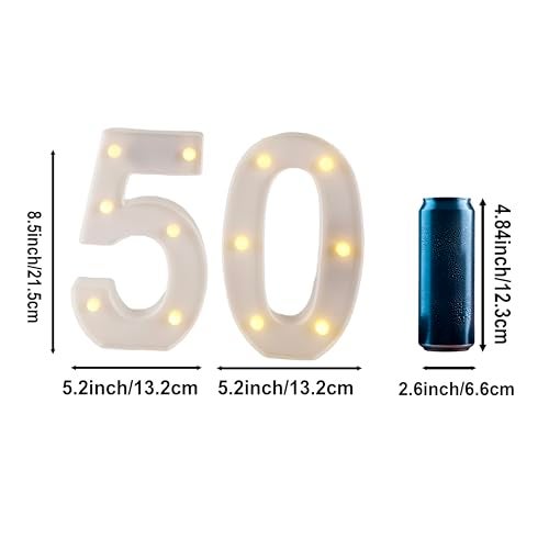 Funsky 50th Birthday Decorations Woman Man,Marquee Numbers for 50th Wedding Anniversary Decorations,Light Up Numbers 50 Sign for Party Backdrop Wall Decor,50 Birthday Centerpieces Table Decoration - Image 5