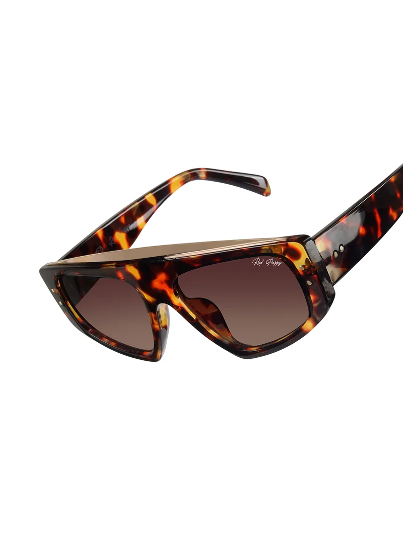 Woggles Red Pappy Aurion Brown Rectangle Sunglasses