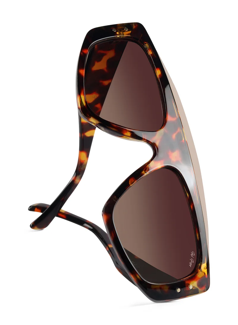 Woggles Red Pappy Aurion Brown Rectangle Sunglasses