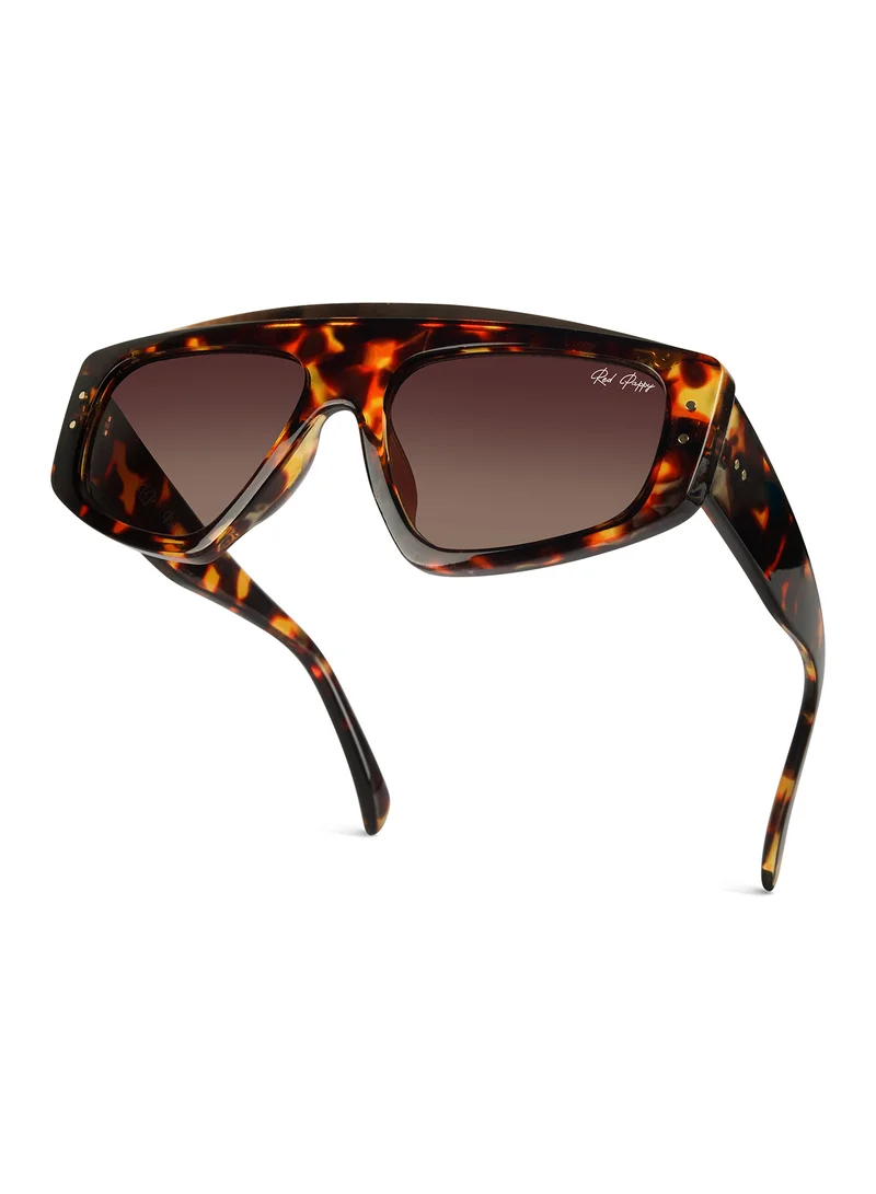 Woggles Red Pappy Aurion Brown Rectangle Sunglasses