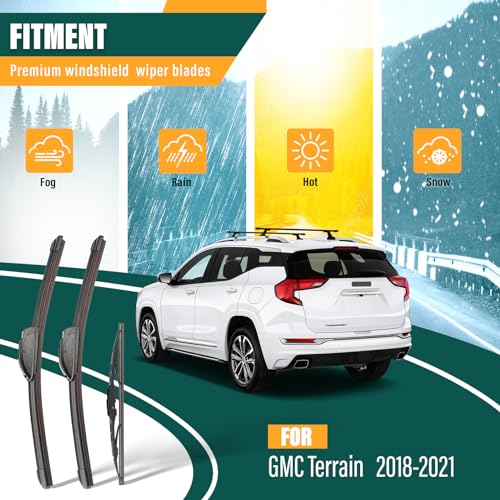 KVQ Windshield Wiper Blades Replacement for GMC Terrain 2018 2019 2020 2021,Original Equipment Replacement Front Rear Wiper Blade Set - 24" 18" 12" (Set of 3) - Image 2
