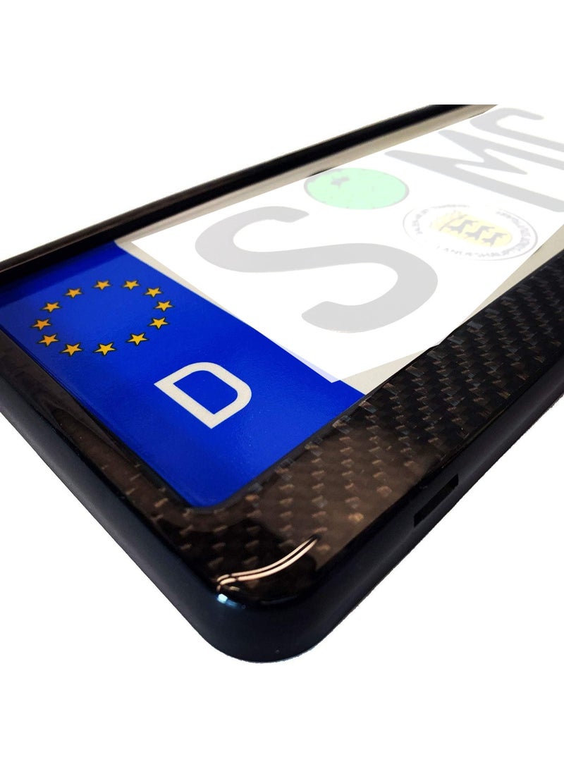 TORONTO 2x Real Carbon Fiber License Plate Frames High Gloss Finish Car Number Plate Covers with Plastic Base Fit for UAE Vehicles plastic Base  - Image 3