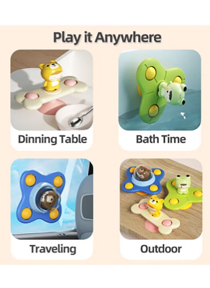 Bukela - 3PCS Suction Cup Spinner Toy Bath Sensory Spinning Tops Toys for Baby 12-18 Months Toddlers 1-3 Boys and Girls 1st Birthday Sensory Toys Gifts - Image 1