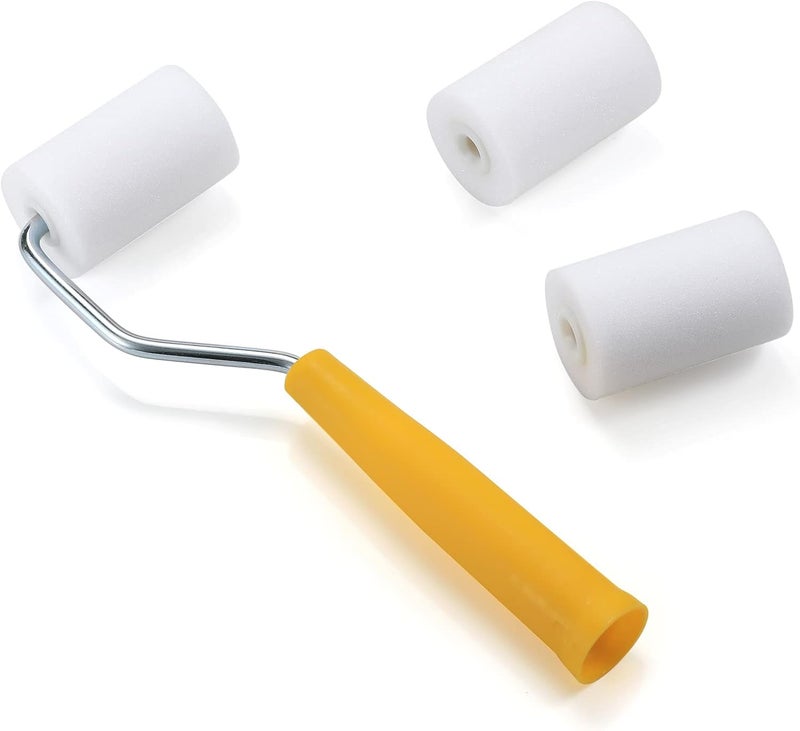 NANJA Foam Paint Roller, 2 Inch Mini Paint Roller Kit with High-Density Foam Roller Refills *6, Paint Tray, and Roller Handle, Small Sponge Paint Roller for Touch-ups and Smooth Finishes - Image 2