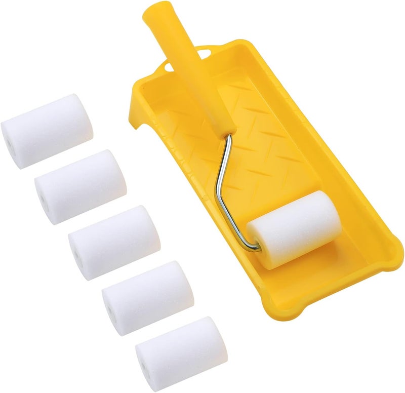 NANJA Foam Paint Roller, 2 Inch Mini Paint Roller Kit with High-Density Foam Roller Refills *6, Paint Tray, and Roller Handle, Small Sponge Paint Roller for Touch-ups and Smooth Finishes - Image 1